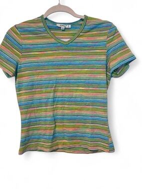 Vintage Y2K cute colorful striped Rampage t shirt med TTS